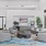 Large lounge area with wood floors and coffee station 